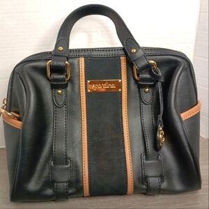 Spartina 449 daufuskie island Black Hollecker Satchel Purse Nubuck Leather
